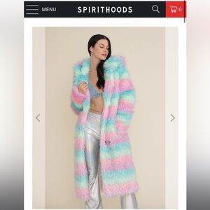Spirithoods doll party hooded women’s long faux fur coat